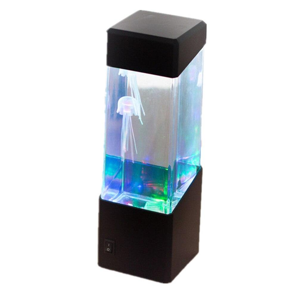 LED Jellyfish Sensory Lamp | Calming Visual Night Light for Autism & ADHD with illuminated jellyfish in a clear tank and black base, designed for soothing sensory stimulation.
