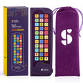 Child and adult each using a Talker Buddy recordable communication device with colorful buttons